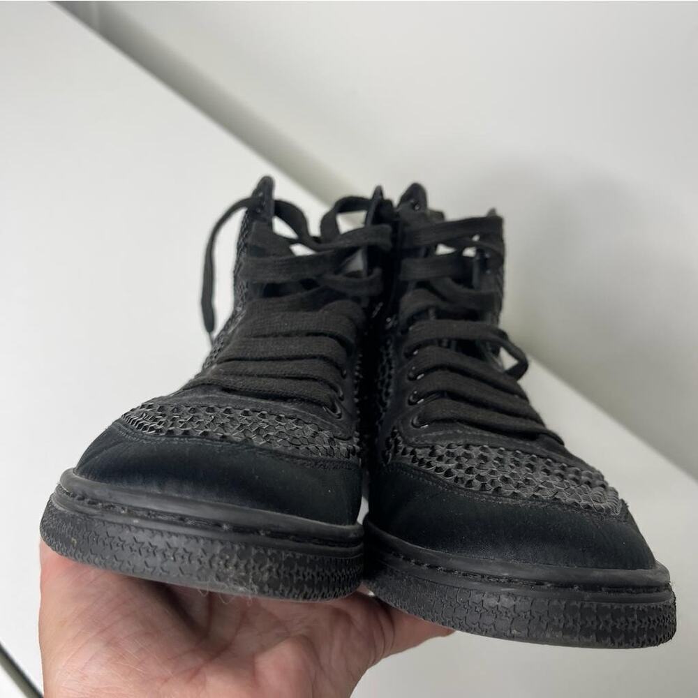 Gucci Black Satin Crystal Embellished Coda High Top Sneakers 36 - Picture 9 of 11